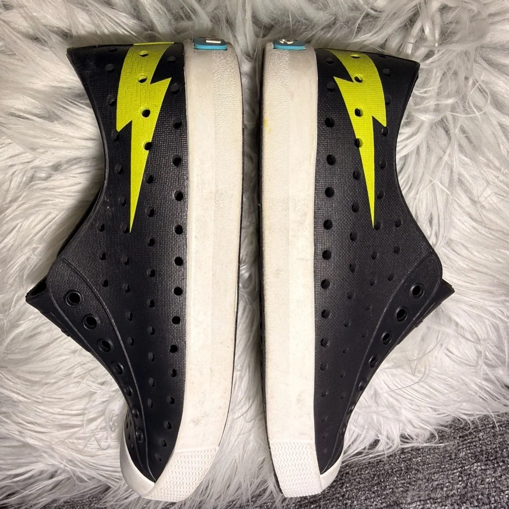 Native Kids Black Water Shoes with Neon Yellow Accent